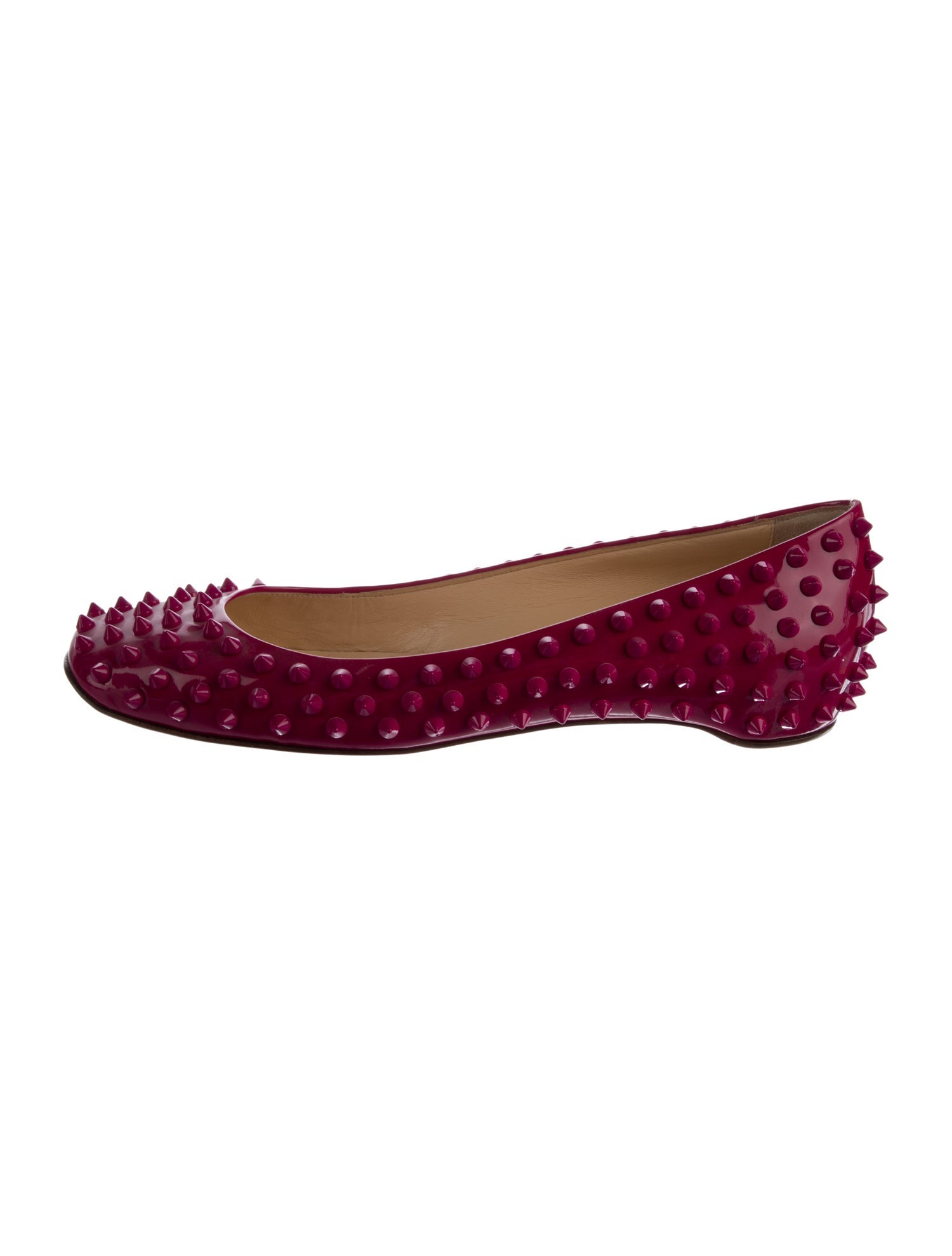 Christian Louboutin Spike Accents Patent Leather Ballet Flats
