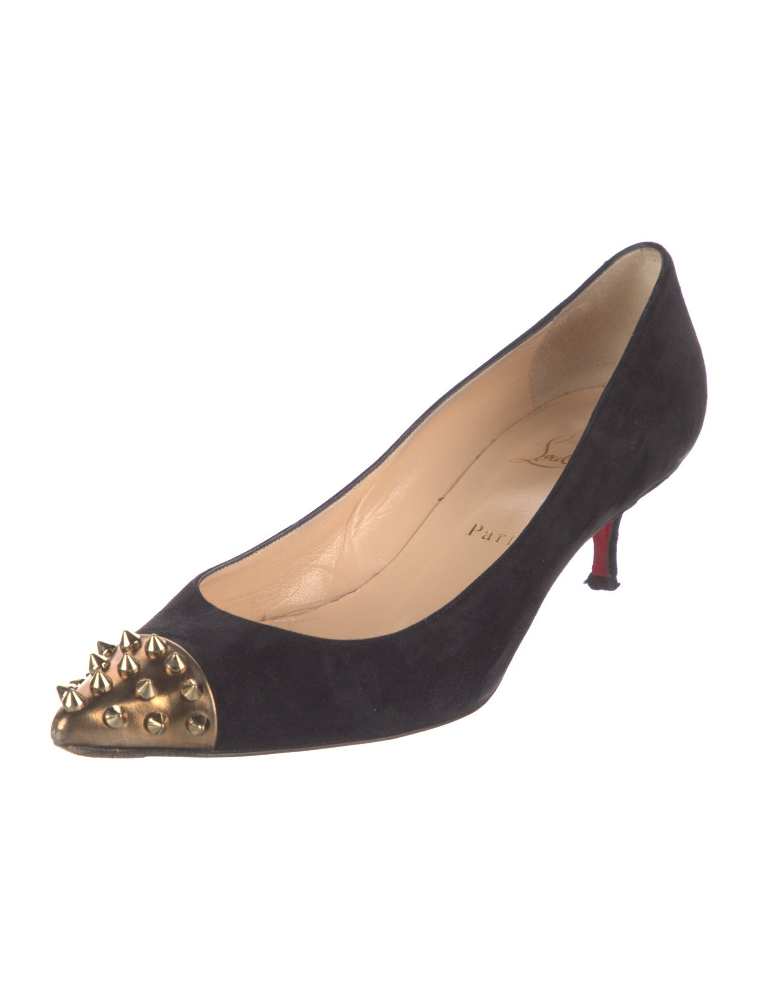 Christian Louboutin Suede Studded Accents Pumps