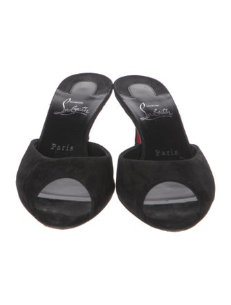 Christian Louboutin Suede Keyhole Accent Slides