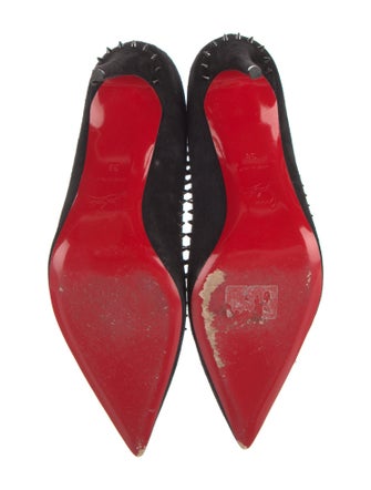 Christian Louboutin Spike Accents Suede Pumps