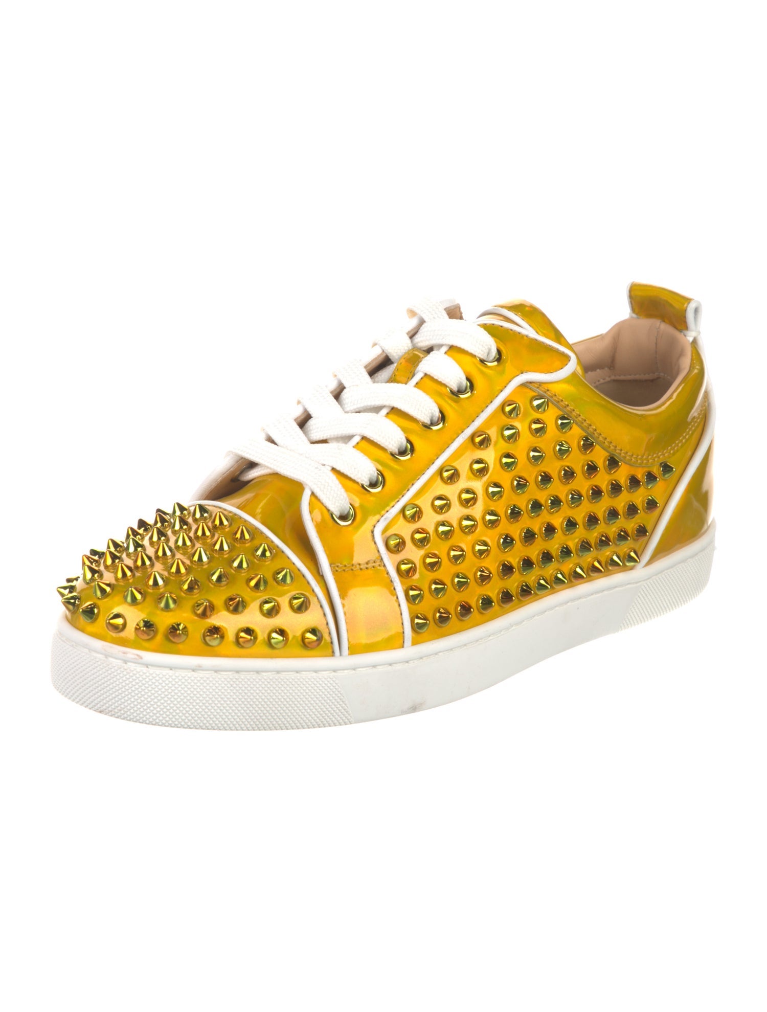 Christian Louboutin Rockstud Accents Patent Leather Sneakers