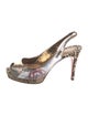 Christian Louboutin Leather Animal Print Slingback Pumps
