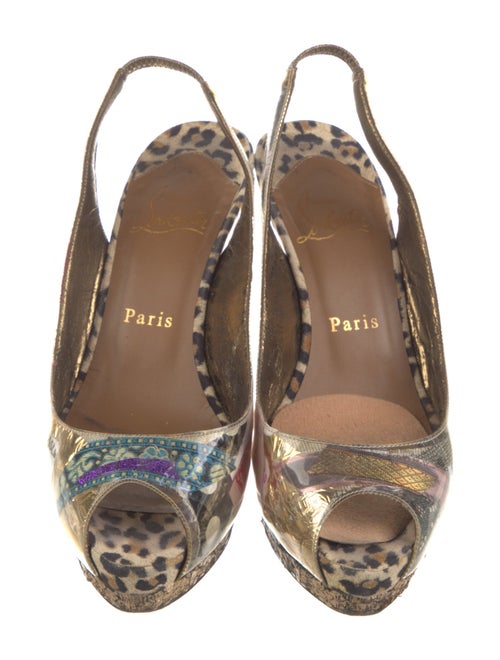 Christian Louboutin Leather Animal Print Slingback Pumps