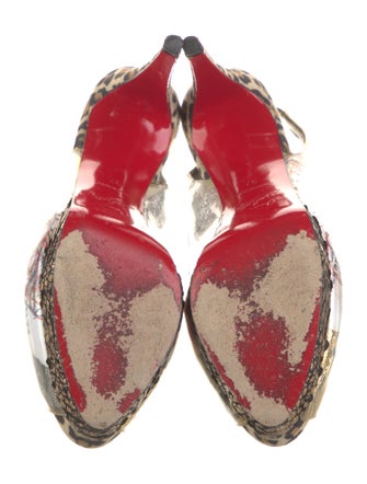 Christian Louboutin Leather Animal Print Slingback Pumps