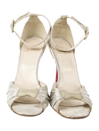 Christian Louboutin Leather Ruffle Embellishment Sandals