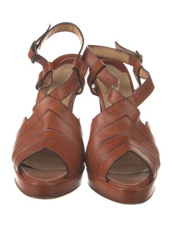 Christian Louboutin Leather Scalloped Accent Slingback Sandals