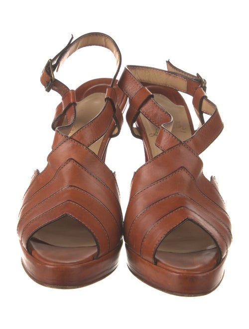 Christian Louboutin Leather Scalloped Accent Slingback Sandals