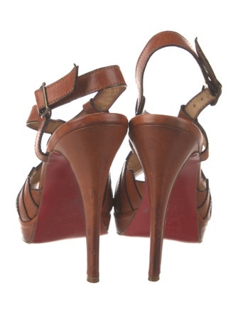 Christian Louboutin Leather Scalloped Accent Slingback Sandals