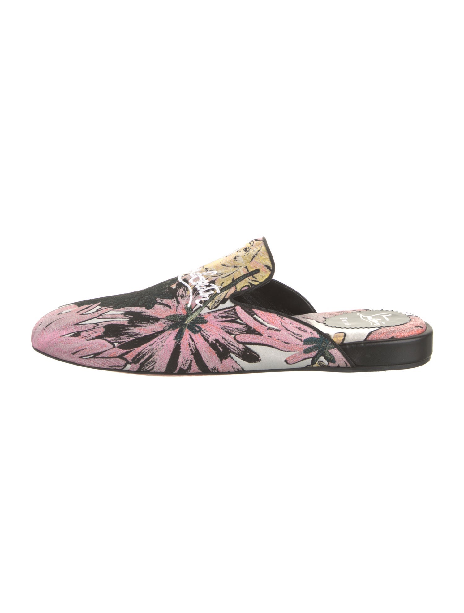 Christian Louboutin Printed Embroidered Accent Slippers