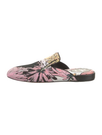 Christian Louboutin Printed Embroidered Accent Slippers