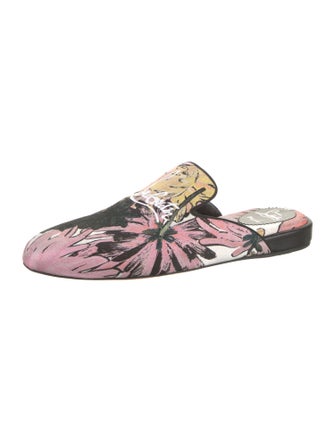 Christian Louboutin Printed Embroidered Accent Slippers