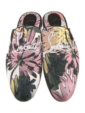 Christian Louboutin Printed Embroidered Accent Slippers