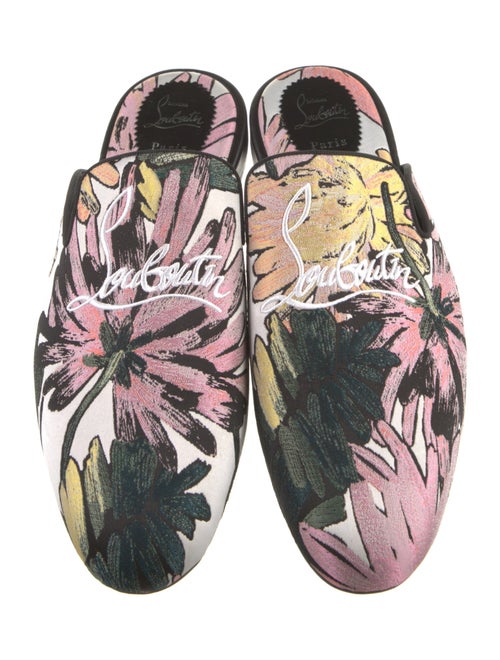 Christian Louboutin Printed Embroidered Accent Slippers