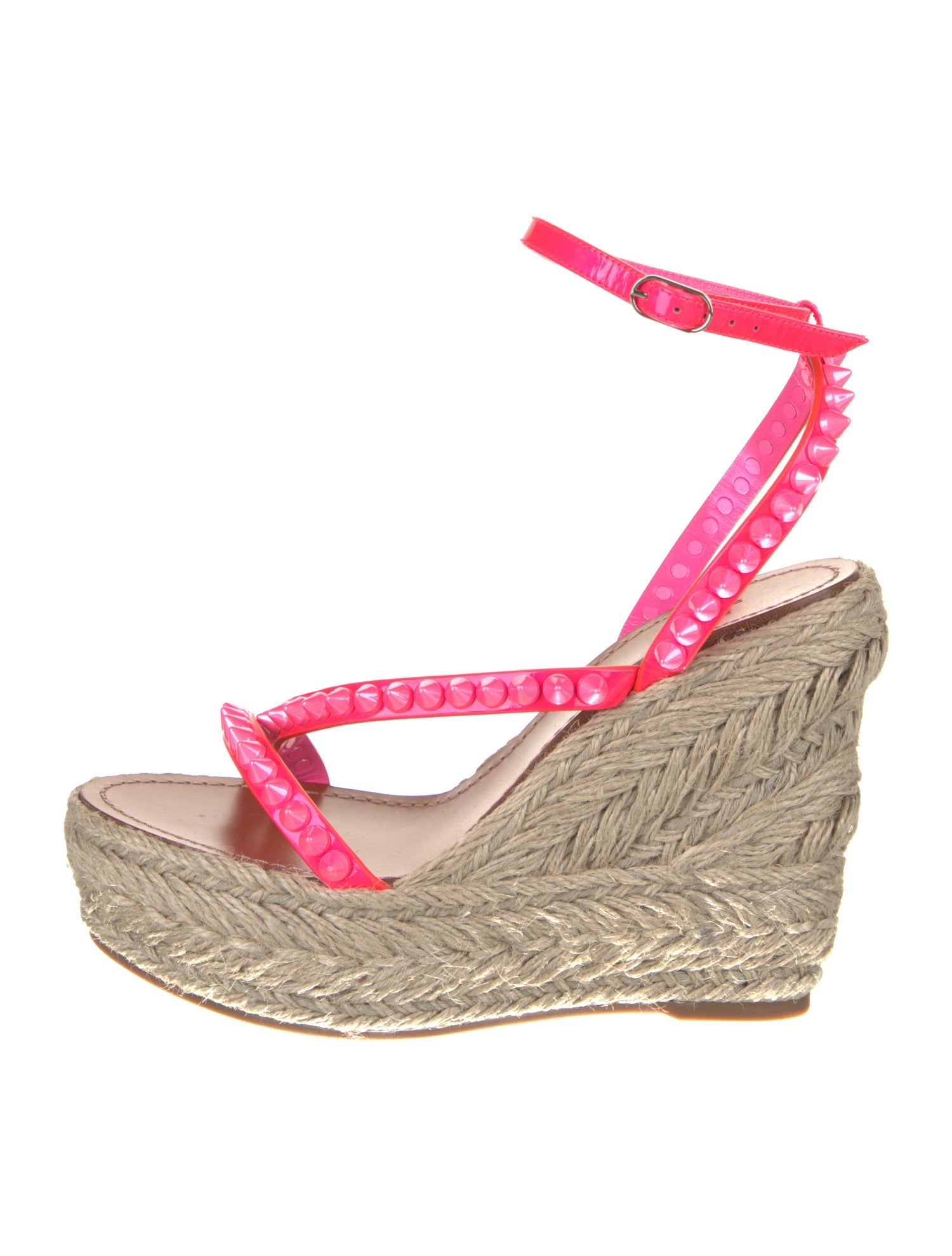 Christian Louboutin Patent Leather Studded Accents Espadrilles