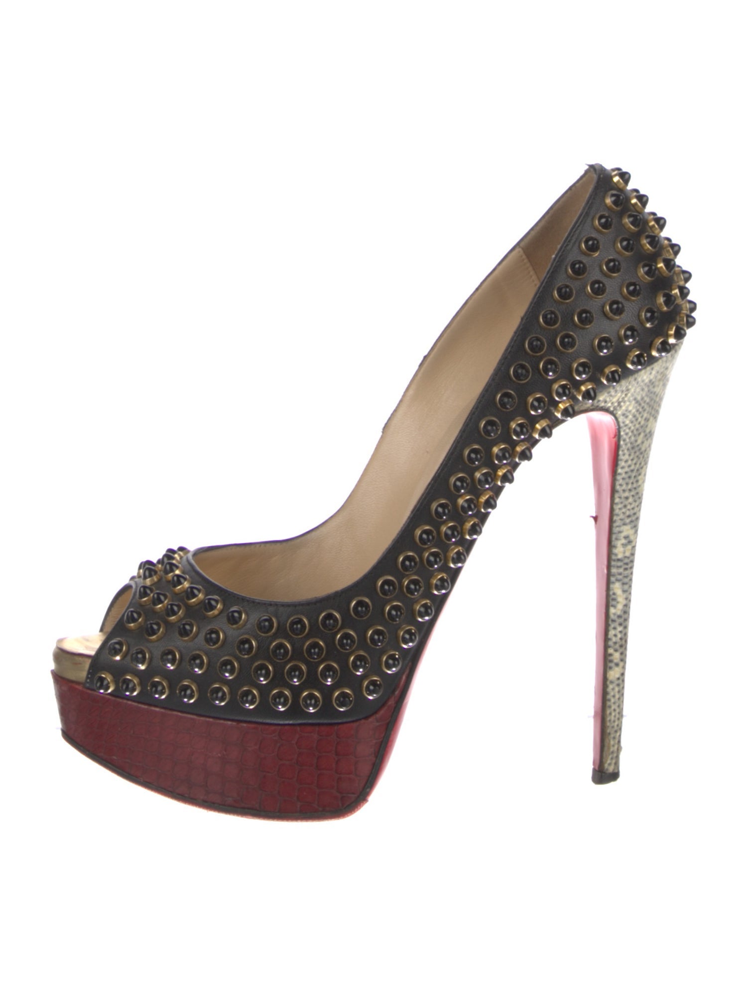 Christian Louboutin Leather Colorblock Pattern Pumps