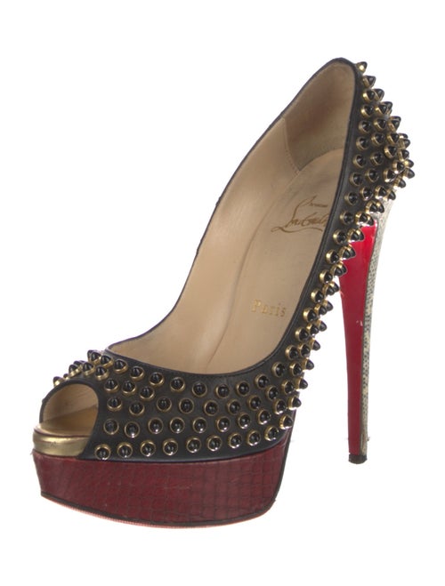 Christian Louboutin Leather Colorblock Pattern Pumps