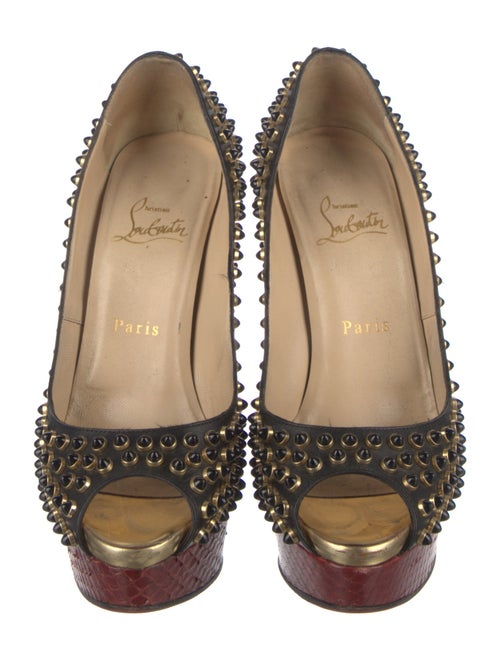 Christian Louboutin Leather Colorblock Pattern Pumps