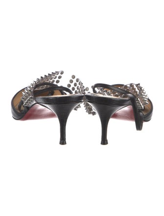 Christian Louboutin Spike Accents Embossed Leather Slingback Pumps