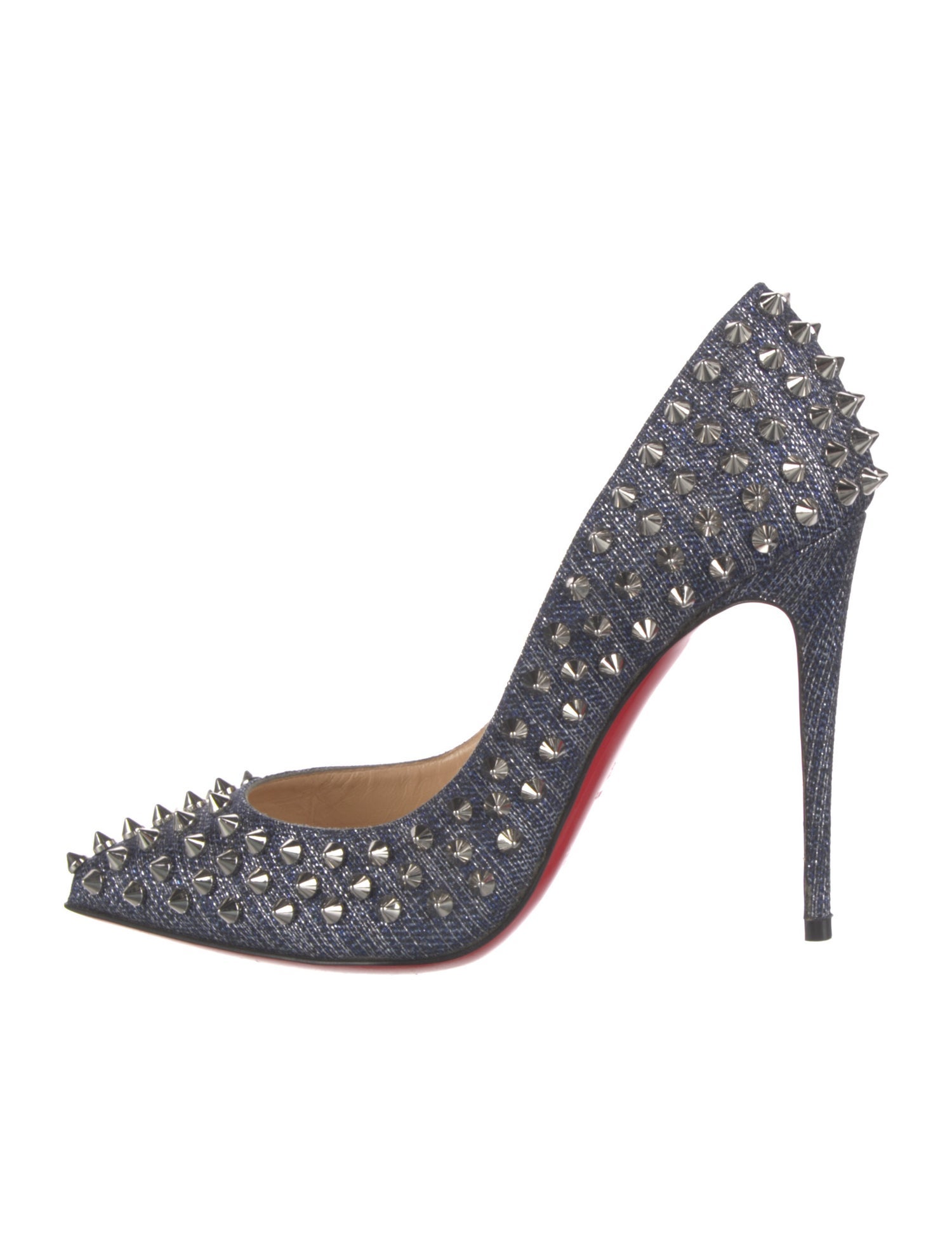 Christian Louboutin Spike Accents Denim Pumps