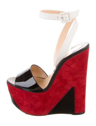 Christian Louboutin Patent Leather Colorblock Pattern Sandals