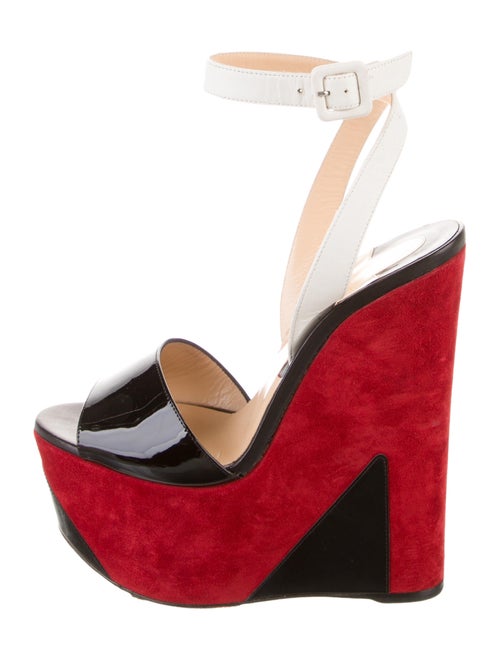Christian Louboutin Patent Leather Colorblock Pattern Sandals