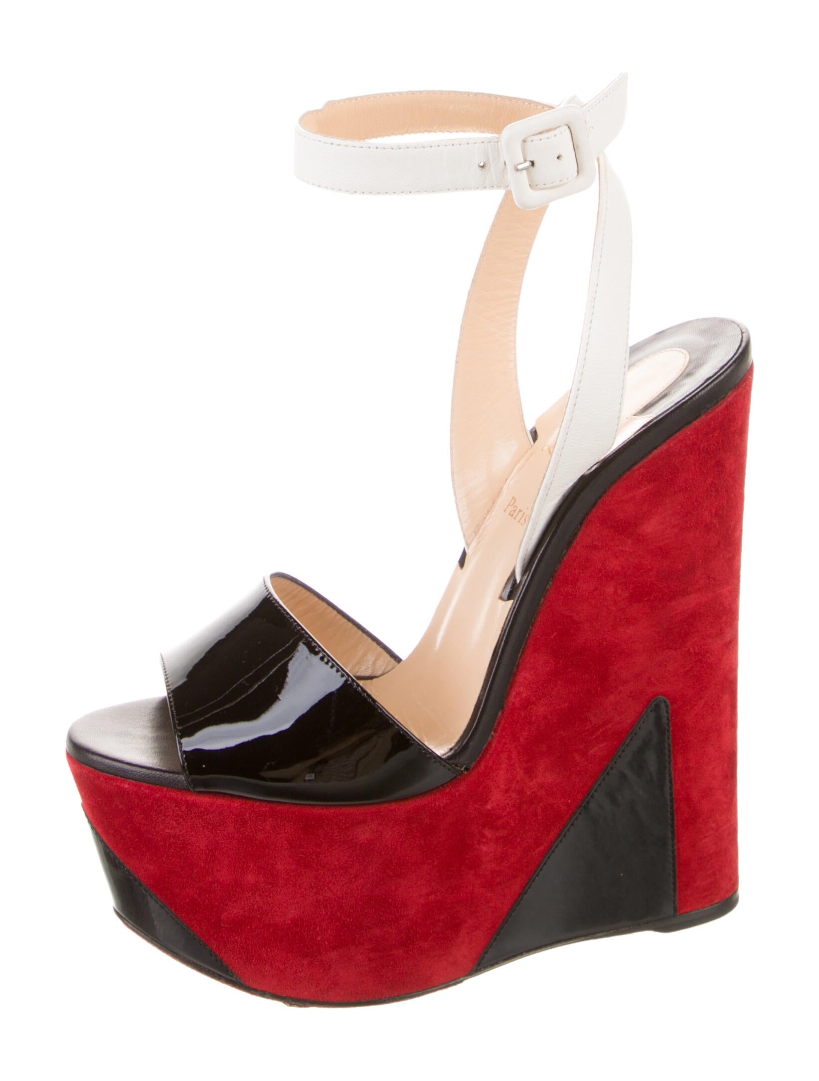 Christian Louboutin Patent Leather Colorblock Pattern Sandals
