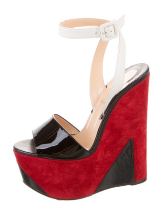 Christian Louboutin Patent Leather Colorblock Pattern Sandals