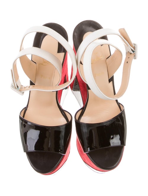 Christian Louboutin Patent Leather Colorblock Pattern Sandals