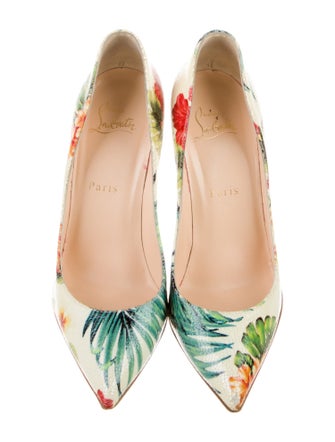 Christian Louboutin Leather Floral Print Pumps