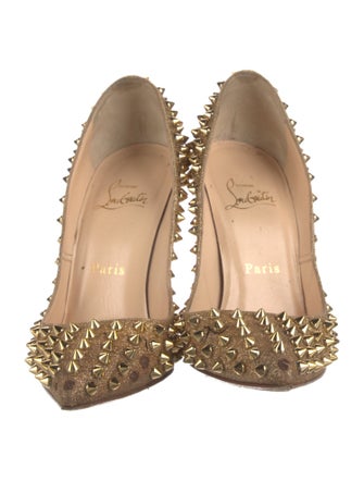 Christian Louboutin Spike Accents Glitter D'Orsay Pumps