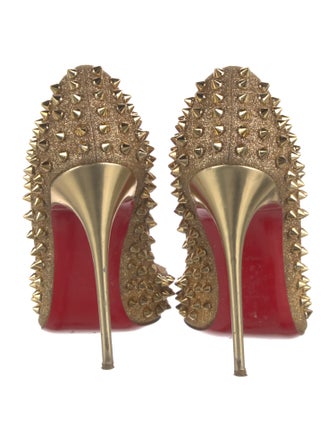 Christian Louboutin Spike Accents Glitter D'Orsay Pumps