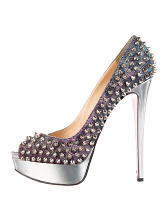Christian Louboutin Spike Accents Glitter Accents Pumps