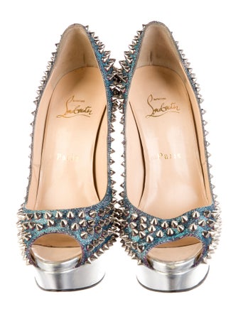 Christian Louboutin Spike Accents Glitter Accents Pumps