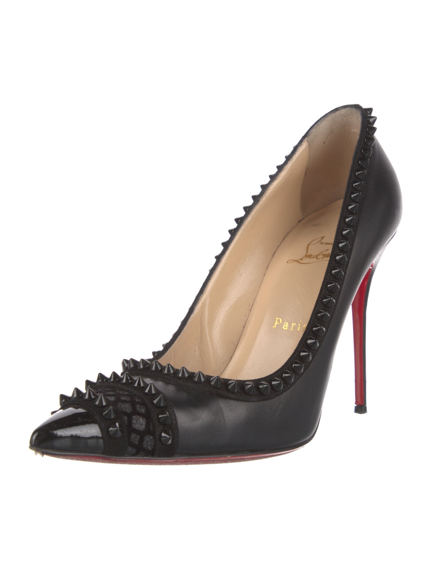 Christian Louboutin Spike Accents Leather Pumps