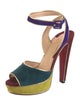 Christian Louboutin Suede Colorblock Pattern Slingback Pumps
