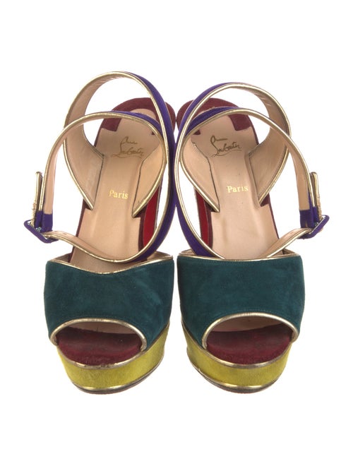 Christian Louboutin Suede Colorblock Pattern Slingback Pumps