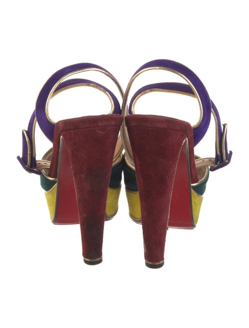 Christian Louboutin Suede Colorblock Pattern Slingback Pumps