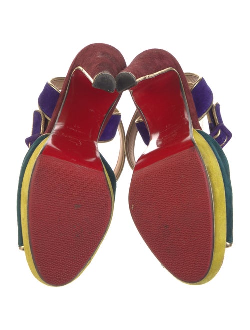 Christian Louboutin Suede Colorblock Pattern Slingback Pumps