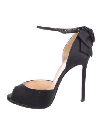 Christian Louboutin Satin Bow Accents D'Orsay Pumps