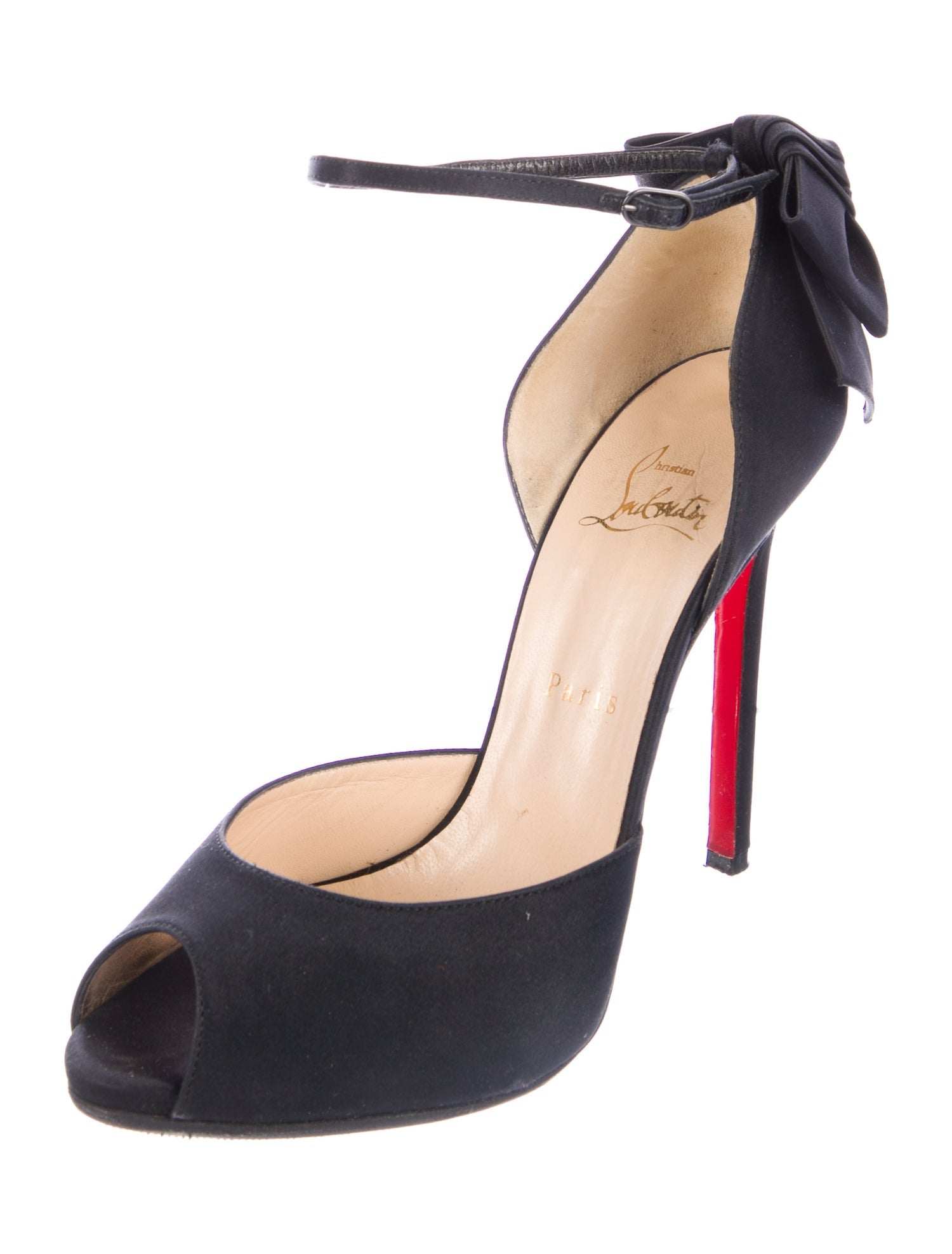Christian Louboutin Satin Bow Accents D'Orsay Pumps