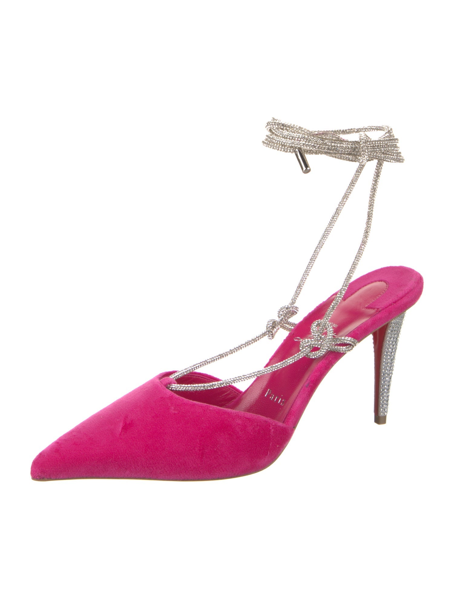 Christian Louboutin Velvet Crystal Embellishments Slingback Pumps