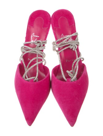 Christian Louboutin Velvet Crystal Embellishments Slingback Pumps