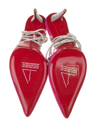 Christian Louboutin Velvet Crystal Embellishments Slingback Pumps