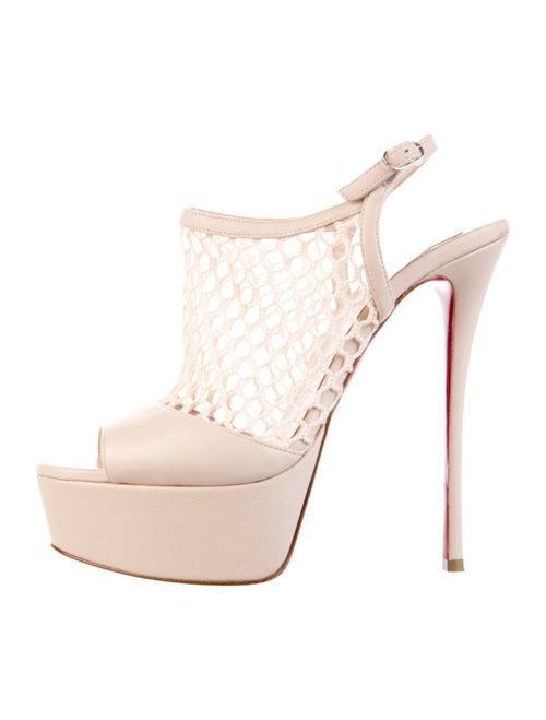 Christian Louboutin Leather Mesh Accents Slingback Pumps