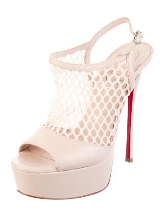 Christian Louboutin Leather Mesh Accents Slingback Pumps