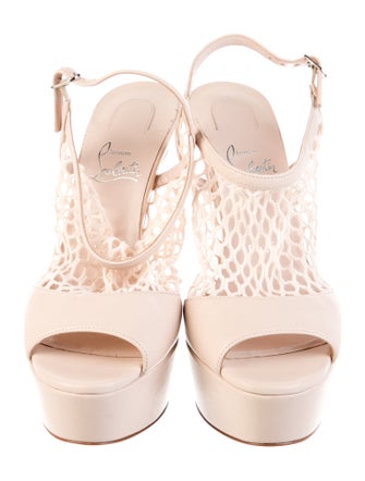 Christian Louboutin Leather Mesh Accents Slingback Pumps