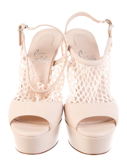 Christian Louboutin Leather Mesh Accents Slingback Pumps