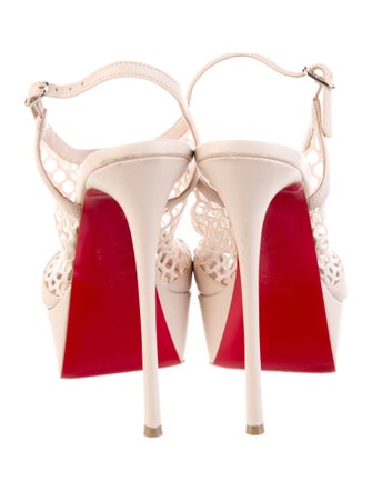 Christian Louboutin Leather Mesh Accents Slingback Pumps