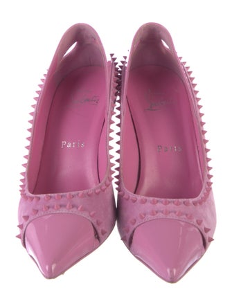 Christian Louboutin Spike Accents Suede Pumps