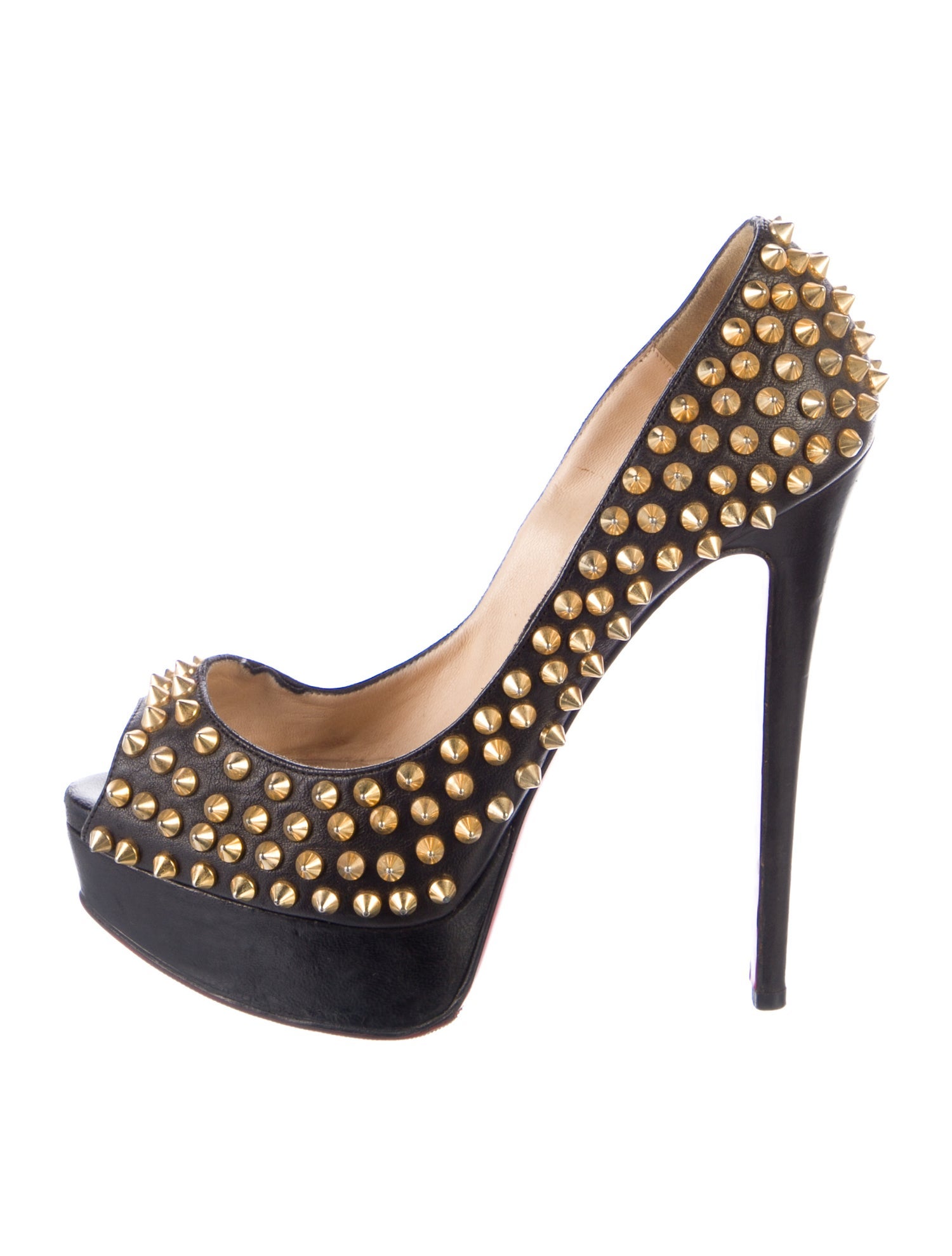 Christian Louboutin Leather Cutout Accent Pumps